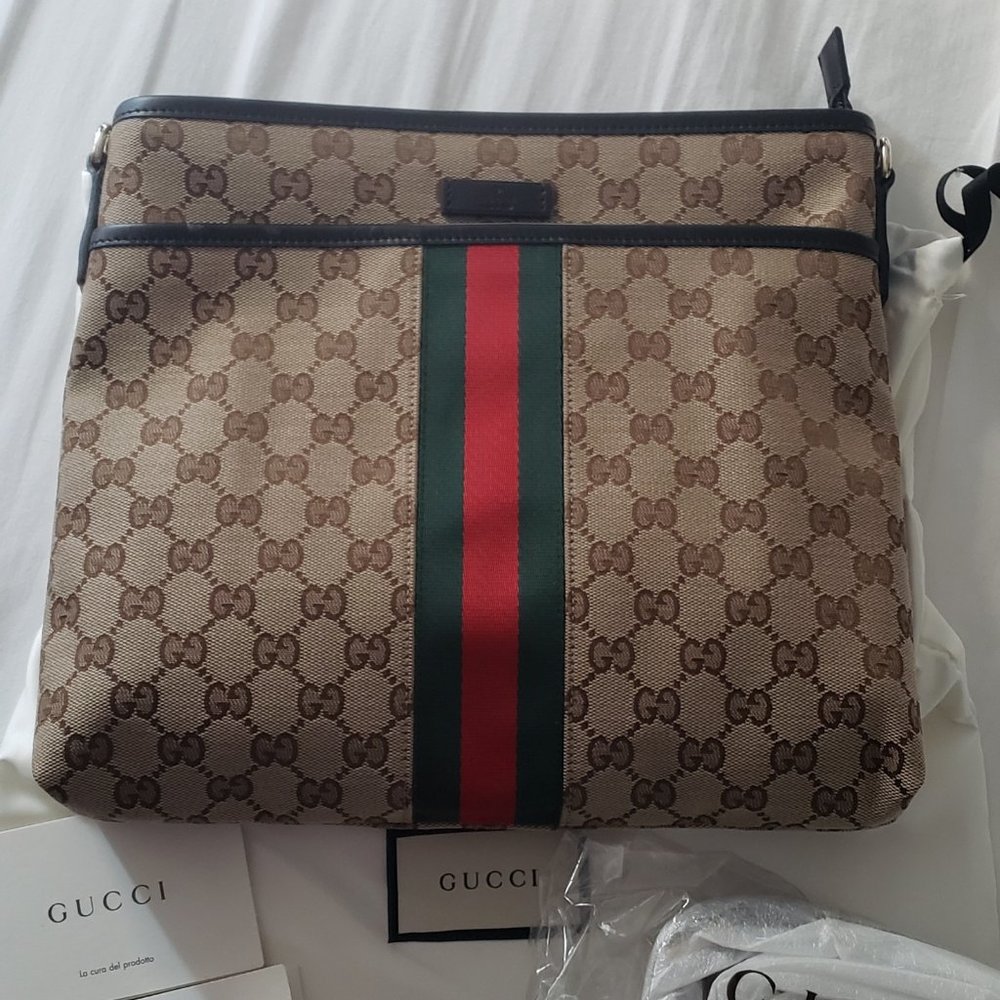 Gucci Web Stripe Beige Multi Supreme Canvas Bag